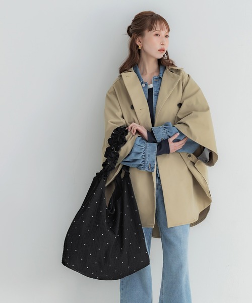 coca（coca）（コカ）の「＼再入荷／ フリルトートバッグ（トートバッグ・レディース・ブラック/ドット・ONE SIZE）」の10枚目の写真