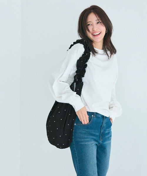 coca（coca）（コカ）の「＼再入荷／ フリルトートバッグ（トートバッグ・レディース・ブラック/ドット・ONE SIZE）」の12枚目の写真