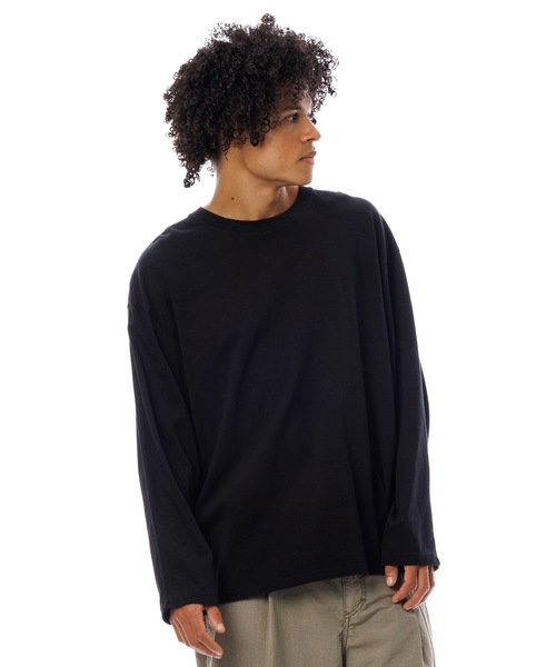 Sandinista(サンディニスタ)の「American Cotton Binder L-S Tee / アメリカンコットン後染めバインダー長袖Tシャツ(Tシャツ/カットソー・メンズ・ホワイト/キャメル/ブラック系その他/ブルー・SMALL/MEDIUM/LARGE)」の2枚目の写真