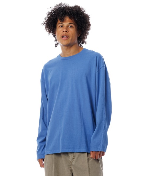 Sandinista(サンディニスタ)の「American Cotton Binder L-S Tee / アメリカンコットン後染めバインダー長袖Tシャツ(Tシャツ/カットソー・メンズ・ホワイト/キャメル/ブラック系その他/ブルー・SMALL/MEDIUM/LARGE)」の3枚目の写真