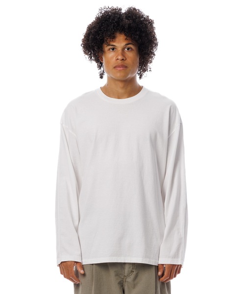 Sandinista(サンディニスタ)の「American Cotton Binder L-S Tee / アメリカンコットン後染めバインダー長袖Tシャツ(Tシャツ/カットソー・メンズ・ホワイト/キャメル/ブラック系その他/ブルー・SMALL/MEDIUM/LARGE)」の5枚目の写真