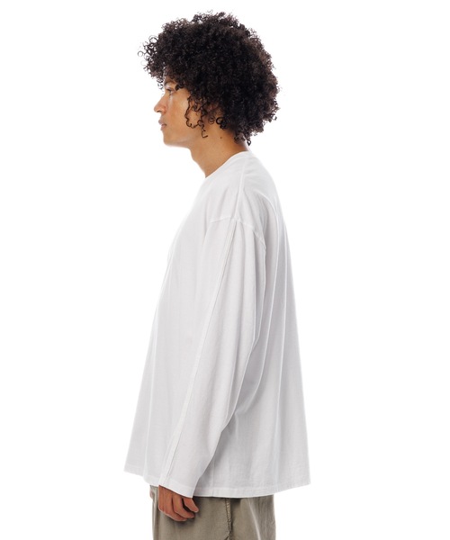 Sandinista(サンディニスタ)の「American Cotton Binder L-S Tee / アメリカンコットン後染めバインダー長袖Tシャツ(Tシャツ/カットソー・メンズ・ホワイト/キャメル/ブラック系その他/ブルー・SMALL/MEDIUM/LARGE)」の6枚目の写真