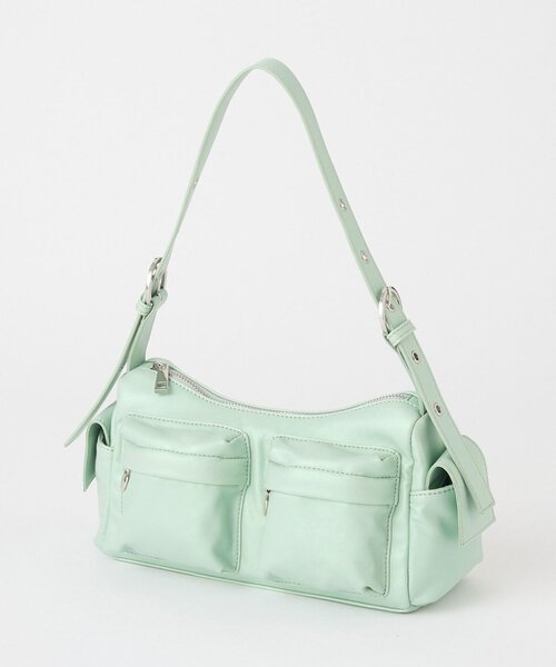 OLIVE des OLIVE（オリーブデオリーブ）の「【500mlペットボトル収納可】マルチポケットホーボーバッグ（ショルダーバッグ・レディース・ダークブラウン/ミント/オフホワイト・FREE）」の3枚目の写真