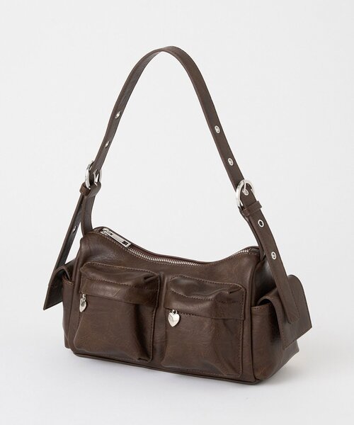 OLIVE des OLIVE（オリーブデオリーブ）の「【500mlペットボトル収納可】マルチポケットホーボーバッグ（ショルダーバッグ・レディース・ダークブラウン/ミント/オフホワイト・FREE）」の20枚目の写真