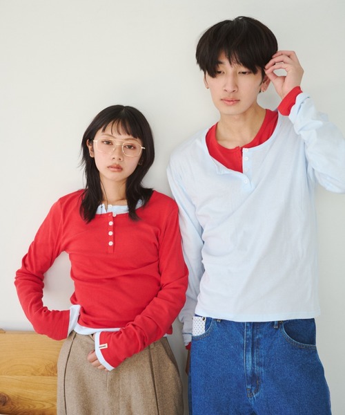 common gull products パックヘンリーロンTEE ひとえふたえパックヘンリーロンTEE、芽心（Tシャツ/カットソー