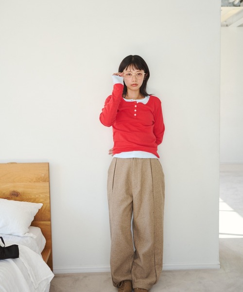 ひとえふたえパックヘンリーロンTEE、芽心（Tシャツ/カットソー