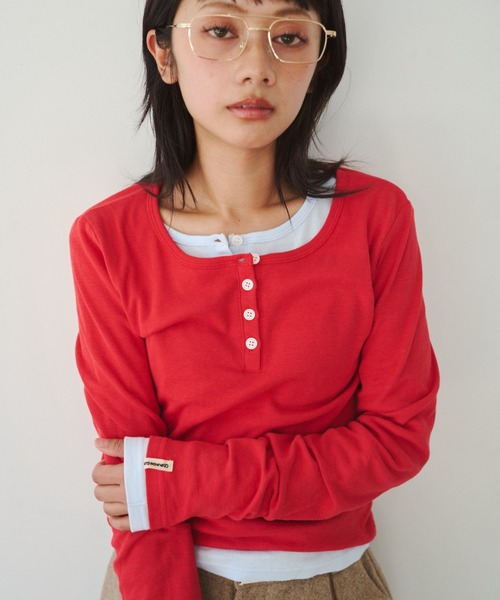 ひとえふたえパックヘンリーロンTEE、芽心（Tシャツ/カットソー