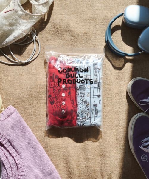common gull products パックヘンリーロンTEE パープル　M ひとえふたえパックヘンリーロンTEE、芽心（Tシャツ/カットソー