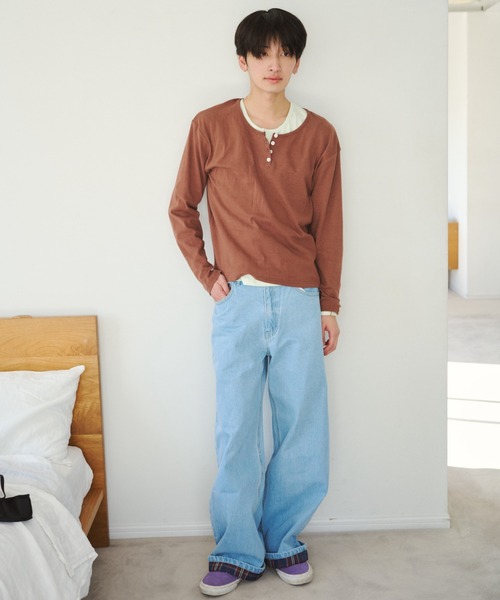 common gull products パックヘンリーロンTEE ひとえふたえパックヘンリーロンTEE（Tシャツ/カットソー）｜common