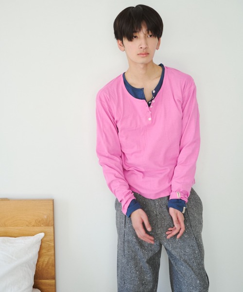 common gull products.（コモンガルプロダクツ）の「ひとえふたえパックヘンリーロンTEE、芽心（Tシャツ/カットソー・レディース・ネイビー/ブラウン系/パープル系/レッド系・SMALL/MEDIUM/LARGE）」の11枚目の写真