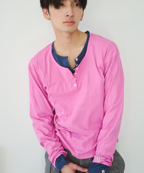 common gull products.（コモンガルプロダクツ）の「ひとえふたえパックヘンリーロンTEE、芽心（Tシャツ/カットソー・レディース・ネイビー/ブラウン系/パープル系/レッド系・SMALL/MEDIUM/LARGE）」の15枚目の写真