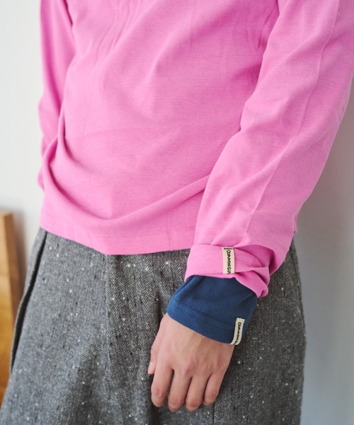 common gull products.（コモンガルプロダクツ）の「ひとえふたえパックヘンリーロンTEE、芽心（Tシャツ/カットソー・レディース・ネイビー/ブラウン系/パープル系/レッド系・SMALL/MEDIUM/LARGE）」の17枚目の写真