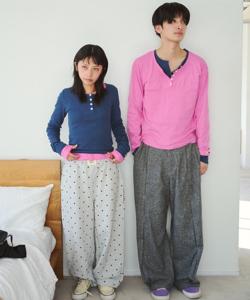 common gull products.（コモンガルプロダクツ）の「ひとえふたえパックヘンリーロンTEE、芽心（Tシャツ/カットソー・レディース・ネイビー/ブラウン系/パープル系/レッド系・SMALL/MEDIUM/LARGE）」の21枚目の写真