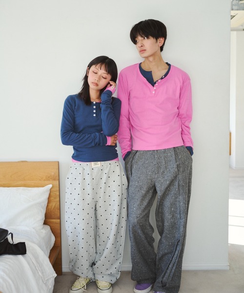 common gull products.（コモンガルプロダクツ）の「ひとえふたえパックヘンリーロンTEE、芽心（Tシャツ/カットソー・レディース・ネイビー/ブラウン系/パープル系/レッド系・SMALL/MEDIUM/LARGE）」の22枚目の写真