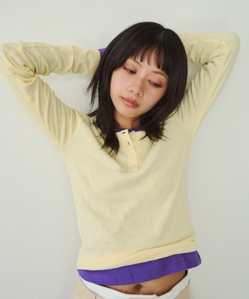 ひとえふたえパックヘンリーロンTEE、芽心（Tシャツ/カットソー