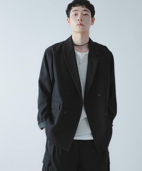 SENSE OF PLACE by URBAN RESEARCH（センスオブプレイスバイアーバンリサーチ）の「『撥水/防花粉』SKIN Proofダブルテーラードジャケット（その他アウター・メンズ・ブラウン/ブラック/ブルー・LARGE/MEDIUM）」の4枚目の写真