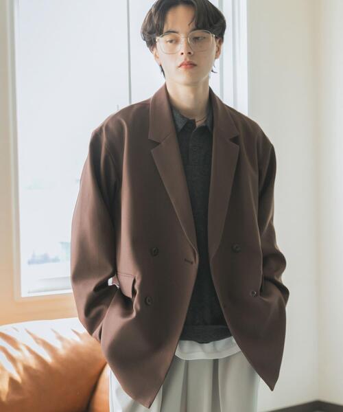 SENSE OF PLACE by URBAN RESEARCH（センスオブプレイスバイアーバンリサーチ）の「『撥水/防花粉』SKIN Proofダブルテーラードジャケット（その他アウター・メンズ・ブラウン/ブラック/ブルー・LARGE/MEDIUM）」の21枚目の写真