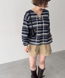 SIGNATURE（シグネチャ）の「SIGNATURE　ボーダーレースUPプルオーバー（Tシャツ/カットソー）」