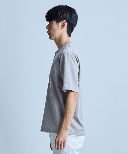 UNION STATION（ユニオンステーション）の「ミニワッフルキーネックレイヤードTシャツ（Tシャツ/カットソー・メンズ・チャコールグレー/ネイビー/ブルー/グレー/カーキ・L/M/LL）」の19枚目の写真