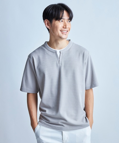 UNION STATION（ユニオンステーション）の「ミニワッフルキーネックレイヤードTシャツ（Tシャツ/カットソー・メンズ・チャコールグレー/ネイビー/ブルー/グレー/カーキ・L/M/LL）」の16枚目の写真