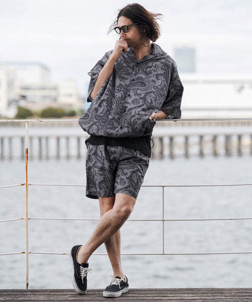 CAMBIO(カンビオ)の「mp14673-Lightweight Fabric Classic Paisley Short Pants ショートパンツ(CAM26SS-004)(その他パンツ・メンズ・ブラック/ブルー/チャコール・L/M/S)」の13枚目の写真