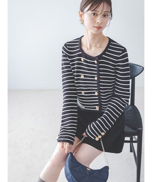 SNIDEL（スナイデル）の「クロシェライクカーディガン（カーディガン/ボレロ・レディース・ネイビー/アイボリー/その他・F）」の3枚目の写真