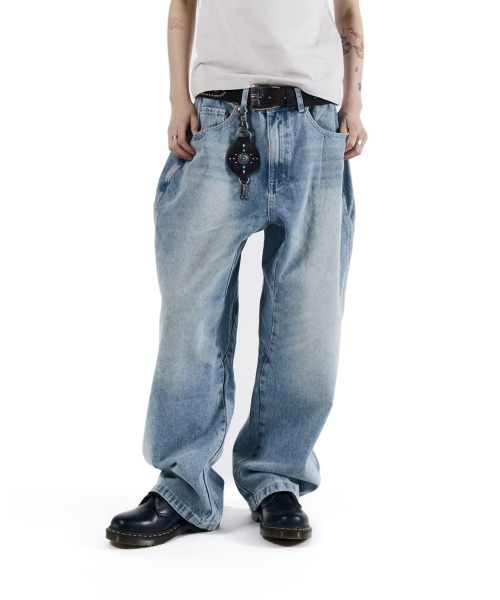 AAKAM(アーカム)の「Stitched Baggy Denim Pants (Blue)(デニムパンツ・レディース・その他・1/2)」の5枚目の写真