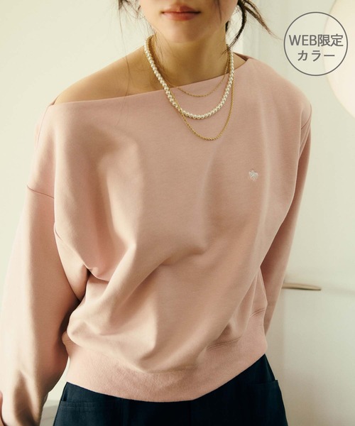 POLO BCS（ポロ ビーシーエス）の「【POLO BCS】オフショルスウェットトップス/WEB限定カラー（スウェット・レディース・ピンク/ネイビー/ライトグレー/キナリ・FREE）」の4枚目の写真