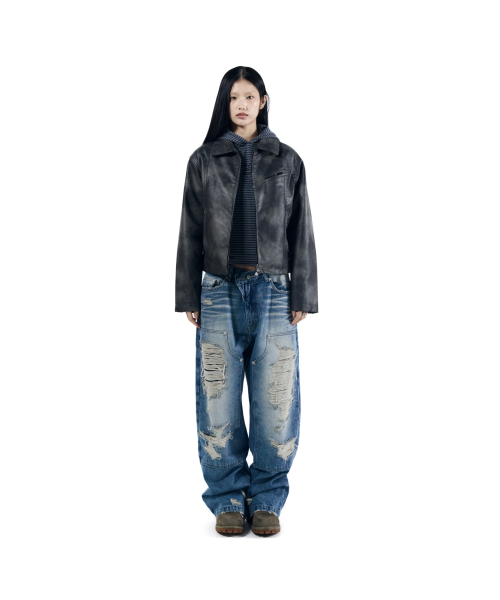 AAKAM(アーカム)の「Salt Washed Leather Jacket (Black)(ライダースジャケット・レディース・その他・1/2)」の4枚目の写真