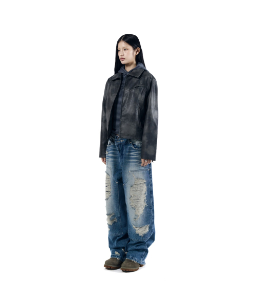 AAKAM(アーカム)の「Salt Washed Leather Jacket (Black)(ライダースジャケット・レディース・その他・1/2)」の5枚目の写真