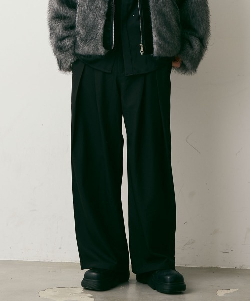 Shoowtime(ショウタイム)の「Drape Semi-Wide Tuck Slacks / ドレープセミワイドタックスラックス(スラックス・メンズ・チャコールグレー/ブラック・X-LARGE/LARGE/MEDIUM)」の19枚目の写真