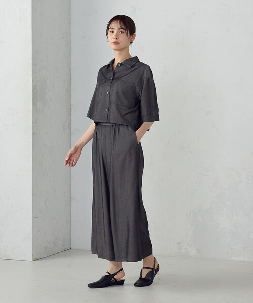 COMME CA ISM(コムサイズム)の「シャンブレースカ-チョ/セットアップ対応(その他パンツ・レディース・ブラック/ネイビー・FREE)」の3枚目の写真