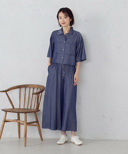 COMME CA ISM(コムサイズム)の「シャンブレースカ-チョ/セットアップ対応(その他パンツ・レディース・ブラック/ネイビー・FREE)」の7枚目の写真