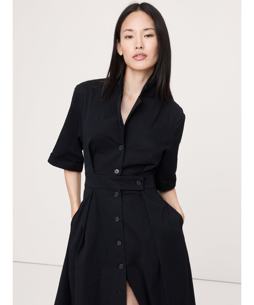 ストレッチ ポプリン シャツドレス（ワンピース）｜BANANA REPUBLIC