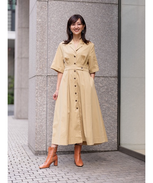 Banana Republic(バナナリパブリック)の「ストレッチ ポプリン シャツドレス(ワンピース・レディース・ベージュ/ブラック・4/2/0/8/6)」の4枚目の写真