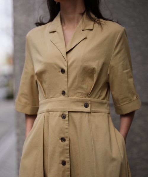 Banana Republic(バナナリパブリック)の「ストレッチ ポプリン シャツドレス(ワンピース・レディース・ベージュ/ブラック・4/2/0/8/6)」の3枚目の写真