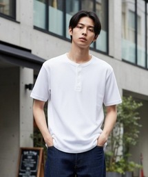 JEMORGAN(ジェーイーモーガン)の「JEMORGAN/ジェーイーモーガン 無地 ワッフル フライス ヘンリーネック 半袖Tシャツ/1P パックT/レディース メンズ(Tシャツ/カットソー)」