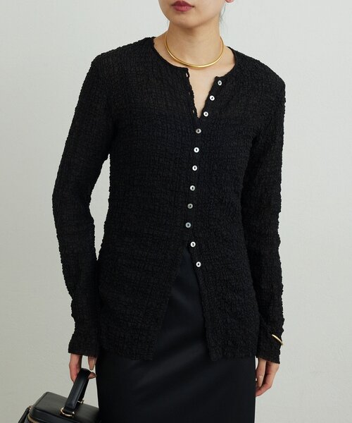 GALLARDAGALANTE(ガリャルダガランテ)の「シュリンククルーカーデ(Tシャツ/カットソー・レディース・ブラック/アイボリー・FREE)」の2枚目の写真