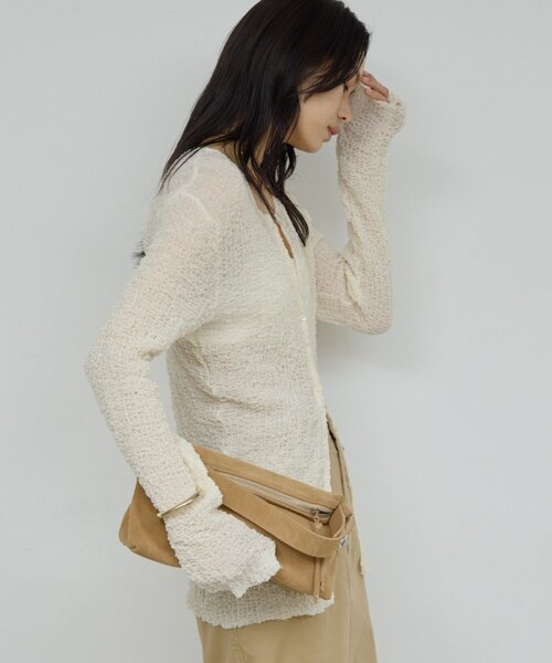 GALLARDAGALANTE(ガリャルダガランテ)の「シュリンククルーカーデ(Tシャツ/カットソー・レディース・ブラック/アイボリー・FREE)」の5枚目の写真