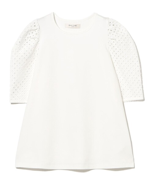 Demi-Luxe BEAMS（デミルクス ビームス）の「刺繍レース スリーブ Tシャツ（Tシャツ/カットソー・レディース・ホワイト/ネイビー・ONE SIZE）」の13枚目の写真