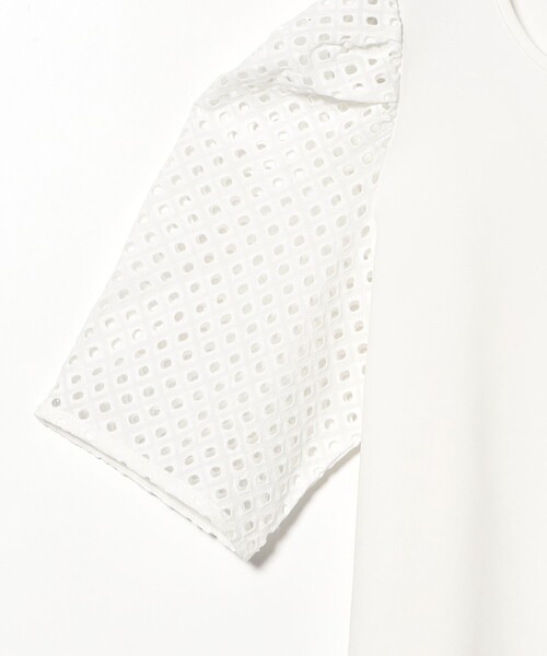 Demi-Luxe BEAMS（デミルクス ビームス）の「刺繍レース スリーブ Tシャツ（Tシャツ/カットソー・レディース・ホワイト/ネイビー・ONE SIZE）」の15枚目の写真