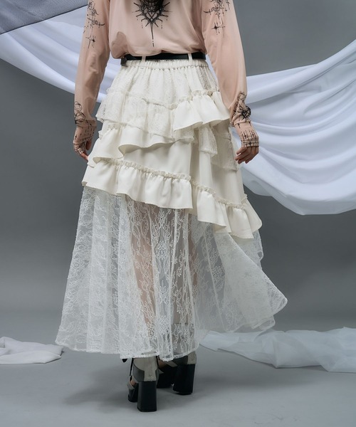 HARE（ハレ）の「【NANA×HARE】レースフリルイレヘムスカート（スカート・レディース・ブラック/ホワイト・FREE）」の5枚目の写真