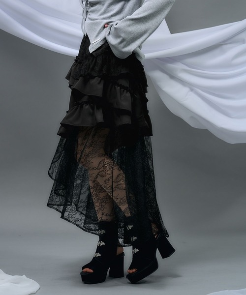 HARE（ハレ）の「【NANA×HARE】レースフリルイレヘムスカート（スカート・レディース・ブラック/ホワイト・FREE）」の6枚目の写真