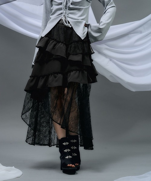 HARE（ハレ）の「【NANA×HARE】レースフリルイレヘムスカート（スカート・レディース・ブラック/ホワイト・FREE）」の8枚目の写真