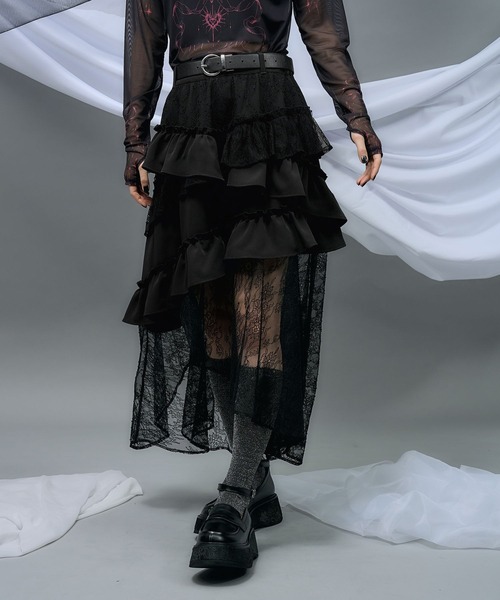 HARE（ハレ）の「【NANA×HARE】レースフリルイレヘムスカート（スカート・レディース・ブラック/ホワイト・FREE）」の10枚目の写真