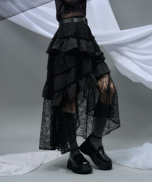 HARE（ハレ）の「【NANA×HARE】レースフリルイレヘムスカート（スカート・レディース・ブラック/ホワイト・FREE）」の12枚目の写真