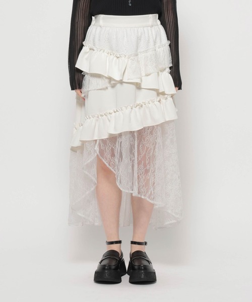 HARE（ハレ）の「【NANA×HARE】レースフリルイレヘムスカート（スカート・レディース・ブラック/ホワイト・FREE）」の15枚目の写真