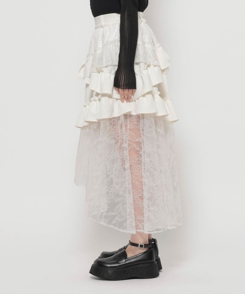 HARE（ハレ）の「【NANA×HARE】レースフリルイレヘムスカート（スカート・レディース・ブラック/ホワイト・FREE）」の16枚目の写真