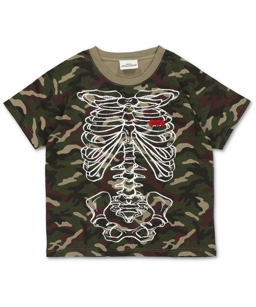 SPINNS（スピンズ）の「短丈グラフィック半袖Tシャツ/スケルトンプリント（Tシャツ/カットソー・メンズ・ホワイト/ブラック/ブラック系その他/ウッドランド・ONESIZE）」の12枚目の写真