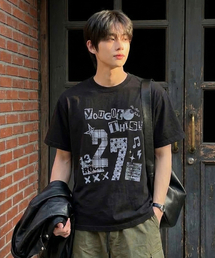 トゥエンティセブン ピグメント クロップ 半袖Tシャツ ブラック